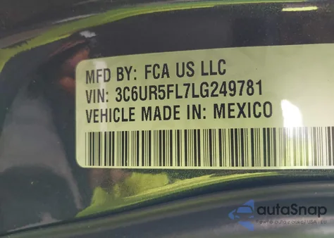2020 Ram 2500 z USA, uszkodzony, nr VIN 3C6UR5FL7LG249781